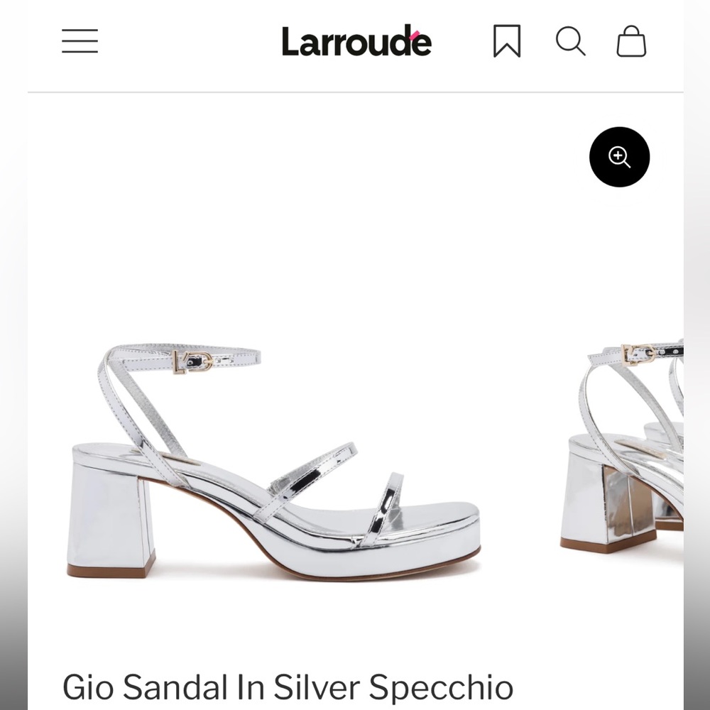 Larroude Gio Sandal in Silver Specchio